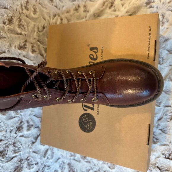 Handmade Genuine Sheepskin Combat Boots -Women's US 7.5 - Dark Coffee Brown - Picture 8 of 11